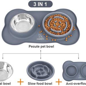Pecute Dog Bowls Slow Feeder Bloat Stop Pet Bowl